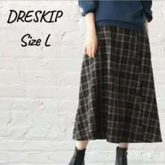 【新品タグ付】DRESKIP ドレスキップ チェック柄 サイド釦 スカート L