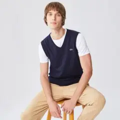 Lacoste ネイビー Vネックベスト