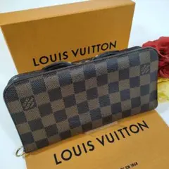 良品 ルイヴィトン 長財布 ダミエエベヌ アンソリット ブラウン ラウンドジップ