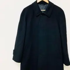 【高級天然素材】毛アンゴラカシミヤ混ステンカラーコート　M　黒ブラック　ロング