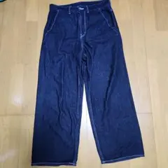 ダークデニム ワイドパンツ ハイウエスト