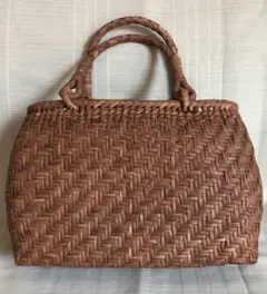 新品 長野産 極細3ミリ蔓職人手編み 二本飛び網代編み 山葡萄籠バッグリング取手