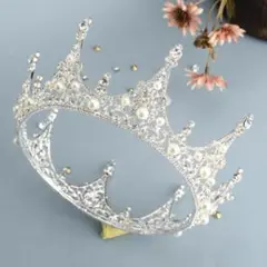 クラウンティアラ 結婚式 ティアラ シルバー王冠型ティアラ