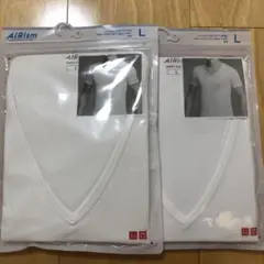 エアリズム Vネック 半袖 2枚セット Lサイズ ホワイト