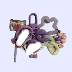 じゃらじゃらキーホルダー　キーリング　バッグチャーム　Purple