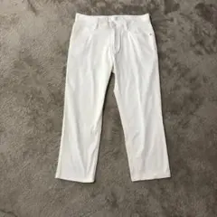 ホワイト クロップド丈 パンツ ウエストボタン付きW64