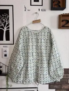 美品★miyuki matsuo総柄ブラウス＊ミント