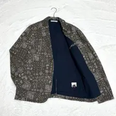 美品 LOUXS UNION WORKS 総柄テーラードジャケット L リネン混