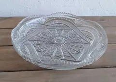 昭和レトロ クリア 菓子皿 27.5㎝ エンボスデザイン