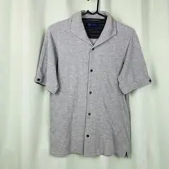 【29】MICHEL KLEIN メンズ　半袖ボタンシャツ　ライトグレー