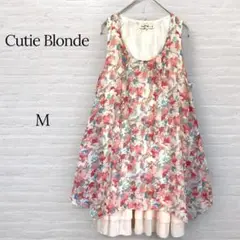 Cutie Blonde 花柄 シフォン ノースリーブワンピース ピンク M