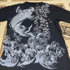 和柄　錦鯉Tシャツ　ラメ　XL 大迫力