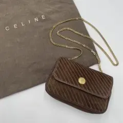 ✨美品✨セリーヌ トリオンフ金具 チェーン ショルダーバッグ 斜めがけ スエード