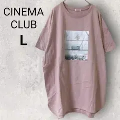 シネマクラブ 半袖 Tシャツ L ピンク プリント クルーネック 綿 100%