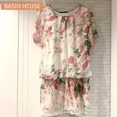 BASIO HCUSE トップス　未使用　水彩画　シフォン　丸井　ボタニカル