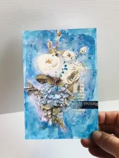 抽象画　コラージュ　アート　原画　ポストカードサイズ