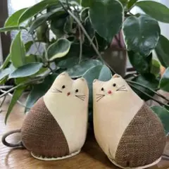 手作り猫型ぬいぐるみ ベージュブラウン