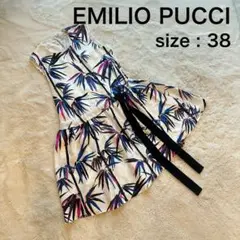 【良品】 EMILIO PUCCI ノースリーブワンピース シルク ホワイト