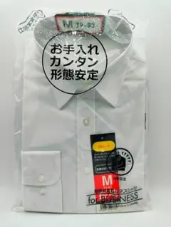 【新品未使用】 メンズ 長袖ワイシャツ Mサイズ 形態安定 ブロード 白シャツ