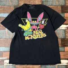 ビンテージ　古着　nickelodeon キャラクター　メンズ　半袖tシャツ　黒
