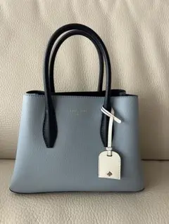 【kate spade】レザーミニトートバッグ ライトブルー ブラック