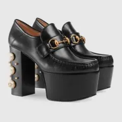 GUCCI 厚底 パール ローファー 厚底パールバックルレザーローファー[zr1056] | レディース