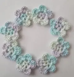 handmade　お花モチーフ　パステルラグーン8枚