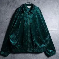 値下★Green Damask Design Velor Zip Blouson