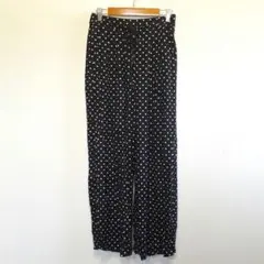 LOWRYS FARM ドッド ワイドパンツ タック入り リボン ゆるシルエット