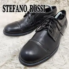 【美品】STEFANO ROSSI レザー 革靴 黒 26cm ビジネス 外羽根