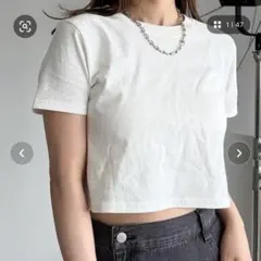 クロップド丈 Tシャツ ホワイト