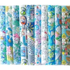 ✿リバティ　キティ　12cm　10枚　ライトブルー　カットクロスセット