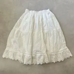 ◯ プティマイン ホワイトティアードスカート レーススカート 女の子服 スカート