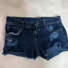 ダメージ加工 ダークブルー ショートパンツ 42
