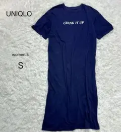 【UNIQLO】UTロゴプリントワンピース 綿100 ゆったり 半袖