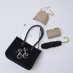 NICE CLAUP トリミング刺繍トートバッグ ブラック
