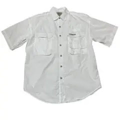 古着/M HOOK&TACKLE フィッシングシャツ　アウトドア 半袖 白