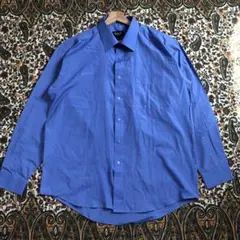 ROYAL.K ブルー無地ワイシャツ レギュラーカラー きれいめシャツ