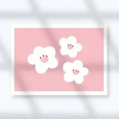 A4アートポスター【３つの花01ピンク】