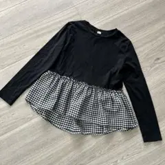 SHEIN 長袖カットソー 11-12Y 黒/チェック