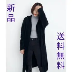 新品☆eversince☆シャギーフード付きニットコート☆黒☆フリーサイズ