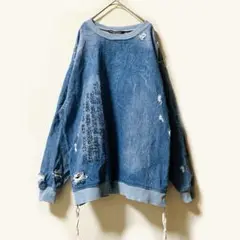 美品✨ ZARA ザラ ダメージ デニム スウェット トップス 長袖 L