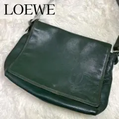 【超希少】ロエベ グリーン レザー ワンショルダー アナグラム 希少色 ハンド
