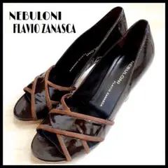 美品 NEBULONIFLAVIOZANASCA ネブローニ 光沢サンダルヒール