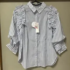 未使用新品 RIVIETTA 肩フリルシャツ ブルー M