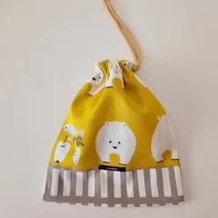 コップ入れ・コップ袋・巾着★ハンドメイド　くま柄①