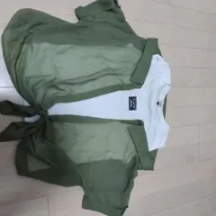オリーブグリーン 前結びシャツ Tシャツ XS-150