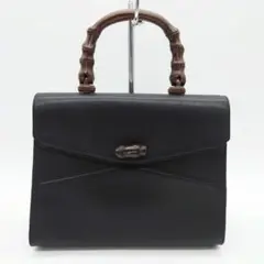 GUCCI グッチ バンブー ターンロック レザー ハンドバッグ ブラック