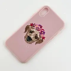 【残り1点】　iPhoneXS X ピンク 刺繍 ラブラドール 可愛い 耐衝撃