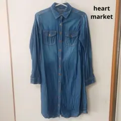 【美品】 ハートマーケット デニムシャツワンピース M 長袖
